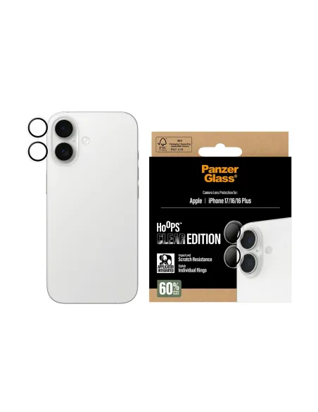 PanzerGlass ® Hoops® Transparent Camera Lens Protector iPhone 17 | iPhone 16 | 16 Plus Protector de pantalla Apple 1 pieza(s)