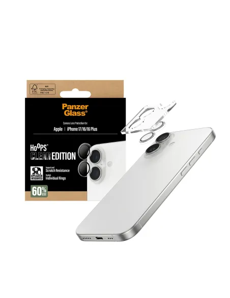 PanzerGlass ® Hoops® Transparent Camera Lens Protector iPhone 17 | iPhone 16 | 16 Plus Protector de pantalla Apple 1 pieza(s)