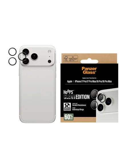 PanzerGlass ® Hoops® Transparent Camera Lens Protector iPhone 17 Pro | iPhone 17 Pro Max | iPhone 16 Pro | 16 Pro Max Protector
