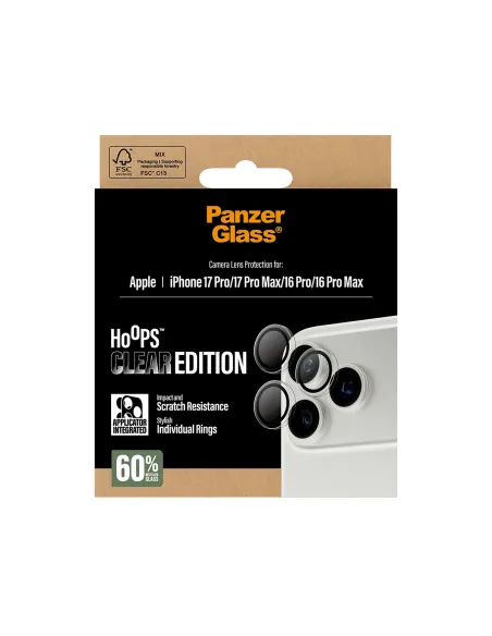 PanzerGlass ® Hoops® Transparent Camera Lens Protector iPhone 17 Pro | iPhone 17 Pro Max | iPhone 16 Pro | 16 Pro Max Protector