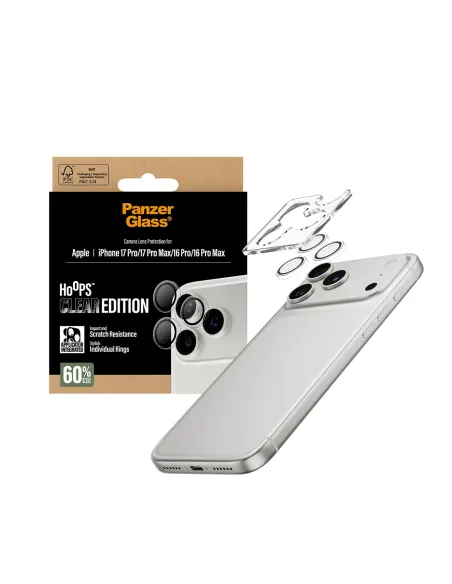 PanzerGlass ® Hoops® Transparent Camera Lens Protector iPhone 17 Pro | iPhone 17 Pro Max | iPhone 16 Pro | 16 Pro Max Protector