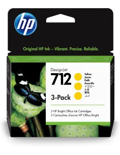 Pack 3 cartuchos hp 712 designjet t200 - t600 amarillo