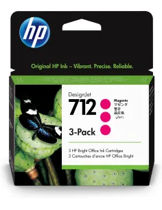 Pack 3 cartuchos hp 712 designjet t200 - t600 magenta