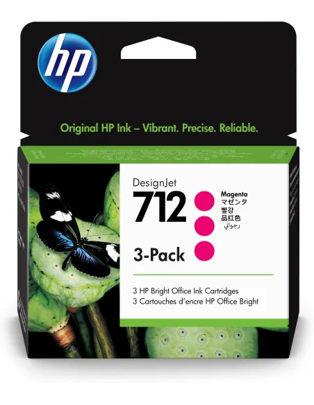 Pack 3 cartuchos hp 712 designjet t200 - t600 magenta