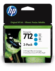 Pack 3 cartuchos hp 712 designjet t200 - t600 cian