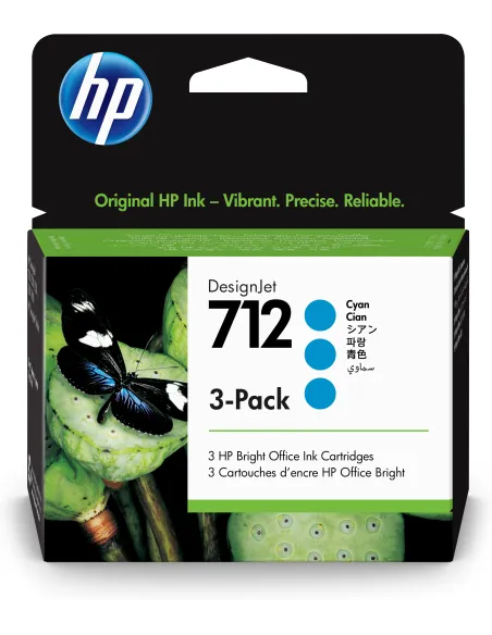 Pack 3 cartuchos hp 712 designjet t200 - t600 cian