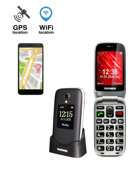 Telefono movil telefunken s560 senior phone - 2g - gps - 2.8 pulgadas - negro