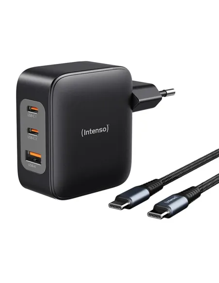 Cargador de pared intenso gan w100acc 2x usb tipo c + 1x usb tipo a + cable usb tipo c