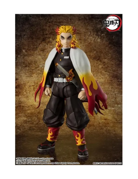 Kyojuro rengoku figura 15 cm demon slayer: kimetsu no yaiba sh figuarts