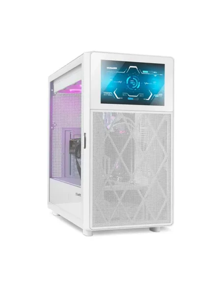 Caja ordenador gaming nox hummer bios atx cristal templado lcd 8'' blanco