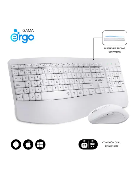 Teclado + raton subblim combo dual office prowave blanco