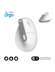 Raton inalambrico subblim vertical ergo dual mouse battery blanco