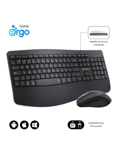 Teclado + raton subblim combo dual office prowave negro