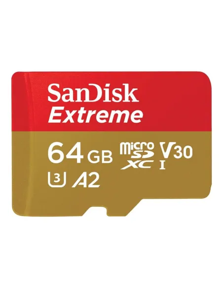Tarjeta memoria micro secure digital 64gb sandisk extreme clase 10 uhs - i u3 + adaptador