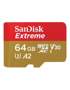 Tarjeta memoria micro secure digital 64gb sandisk extreme clase 10 uhs - i u3 + adaptador