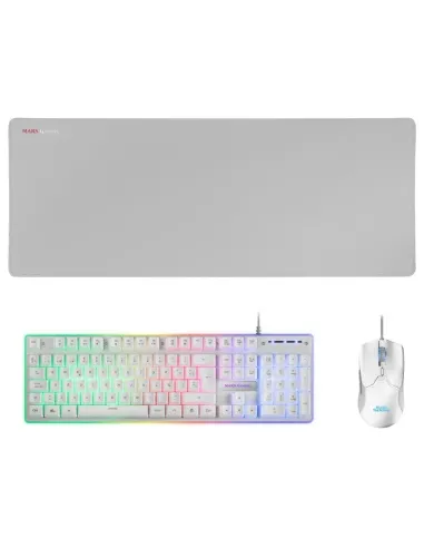 Mars Gaming MCPXWES Combo Teclado+Ratón+Alfombrilla Blanco ES