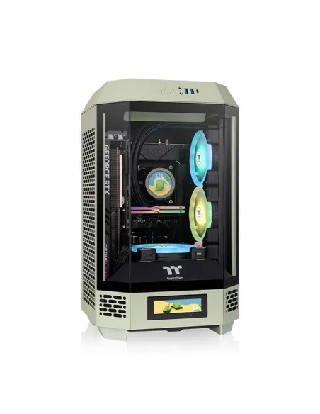 Caja ordenador gaming thermaltake tower 250 mini - itx cristal templado verde