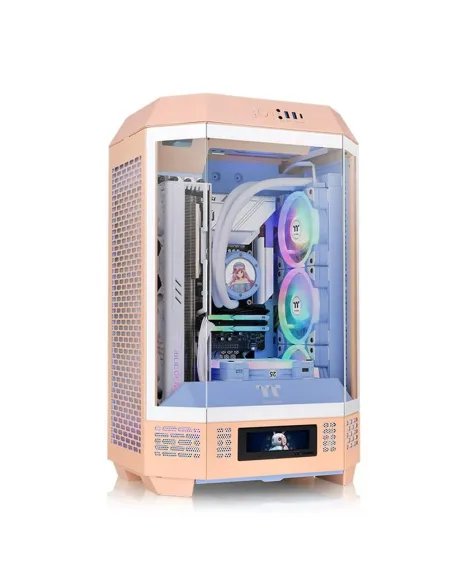 Caja ordenador gaming thermaltake the tower t300 matx cristal templado durazno