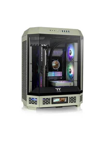 Caja ordenador gaming thermaltake the tower t300 matx cristal templado verde