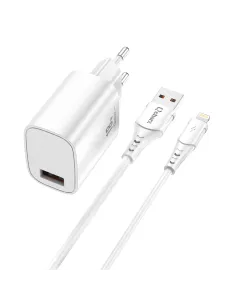 Kit cargador qcharx artemisia 3a 18w + cable usb lightning  blanco
