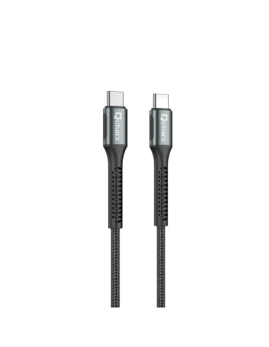 Cable qcharx prague tipo c a tipo c 3a 60w - 1 m - aleación de aluminio negro cordón de tela suave