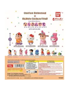 Surtido bandai gashapon shinchan x sanrio let s get in line 30 articulos