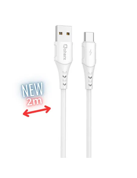 Cable qcharx athens usb tipo c a usb tipo a - 2m - pvc blanco