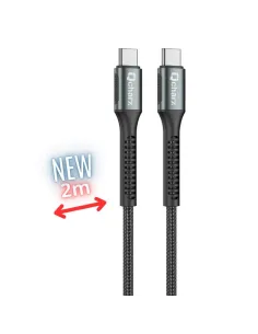 Cable qcharx prague usb tipo c - 2m - aleacion de aluminio negro cordon de tela suave