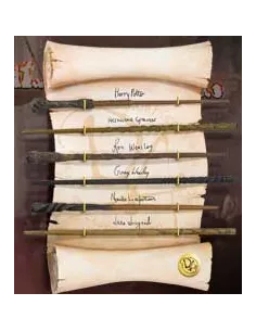 Replica the noble collection harry potter ejercito de dumbledore coleccion 6 varitas en exposicion