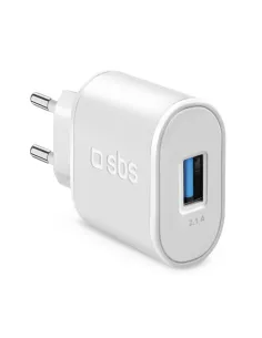 Cargador de pared sbs usb 100 - 250v 1000 mah carga rapida blanco