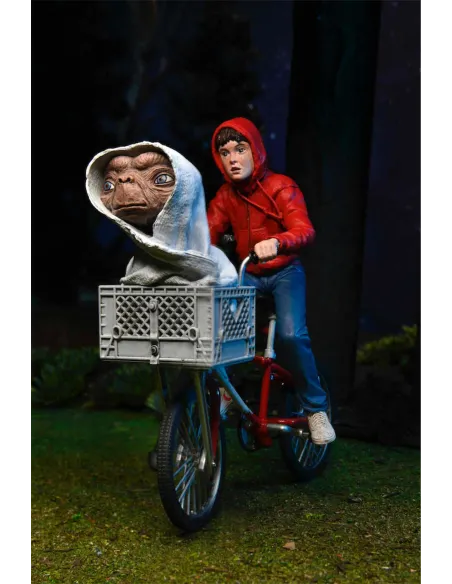 Figura neca  e.t. el extraterre elliott y e.t. en bicicleta 40 aniversario 13 cm
