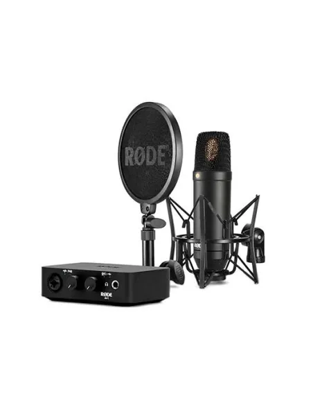 Microfono rode nt1&ai - 1 complete studio kit nt1 ai - 1 - soporte - pop filter - negro