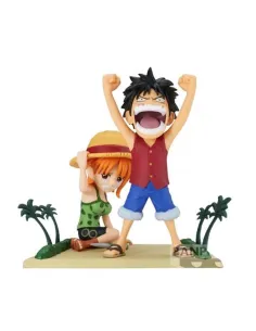 Figura banpresto one piece world collectable log stories monkey.d.luffy & nami 7cm