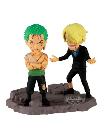 Figura banpresto one piece world collectable figure log stories roronoa zoro & sanji -  pulgadas...nothing...at all!!!! 8cm