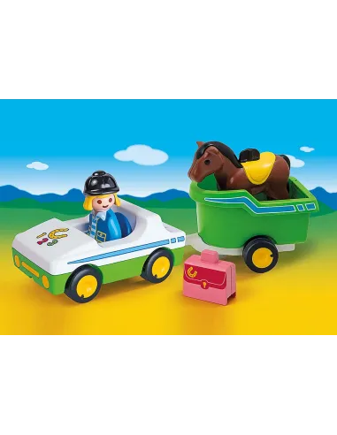 Playmobil 1.2.3 coche con remolque de caballo