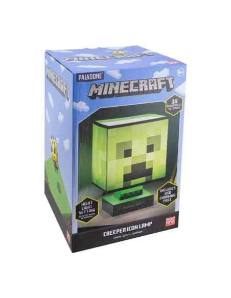 Lampara paladone con cargador usb minecraft creeper