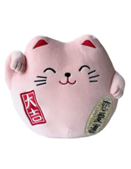 Peluche gato de la suerte lucky cat rosa 20 cm