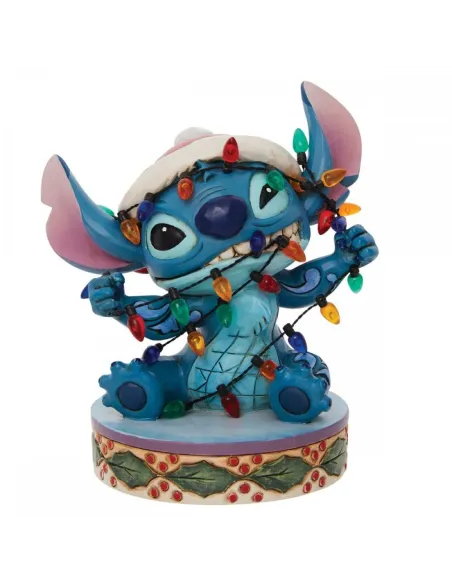 Figura enesco disney stitch envuelto en luces de navidad Figura enesco disney stitch envuelto en luces de navidad