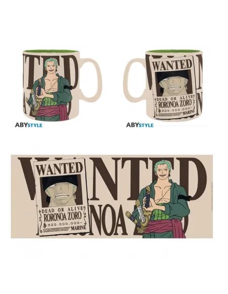 Taza abystyle one piece zoro & wanted 460 ml