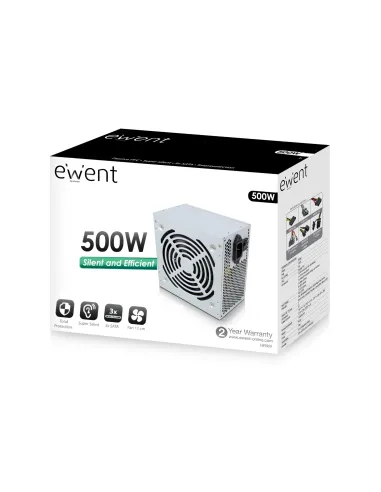 Ewent EW3909 unidad de fuente de alimentación 500 W 20+4 pin ATX ATX Gris