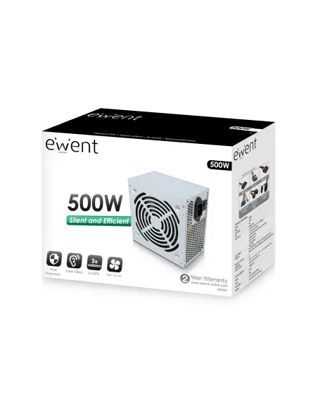 Ewent EW3909 unidad de fuente de alimentación 500 W 20+4 pin ATX ATX Gris Ewent EW3909 unidad de fuente de alimentación 500 W 20+4 pin ATX ATX Gris
