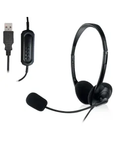 Ewent EW3568 auricular y casco Auriculares Alámbrico Diadema Llamadas Música USB tipo A Negro 2