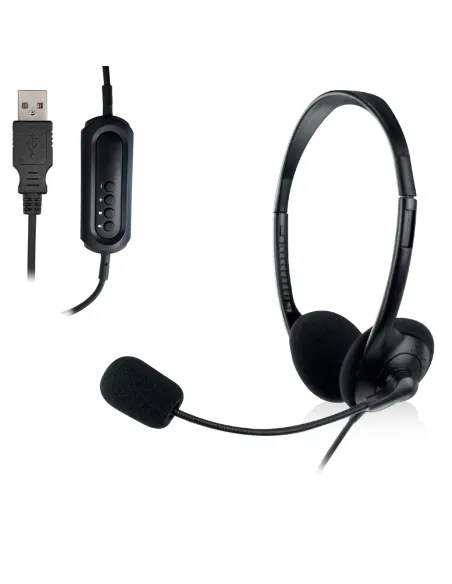 Ewent EW3568 auricular y casco Auriculares Alámbrico Diadema Llamadas Música USB tipo A Negro