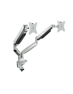 TooQ Soporte de Mesa Giratorio e Inclinable para 2 Pantallas (Monitor   TV Plasma   LCD   LED) 13” – 32”, de Dos Brazos, Plata 2