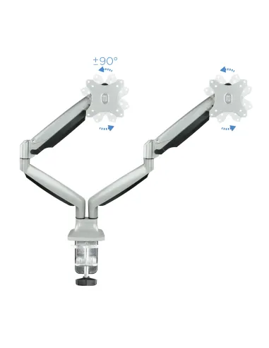 TooQ Soporte de Mesa Giratorio e Inclinable para 2 Pantallas (Monitor   TV Plasma   LCD   LED) 13” – 32”, de Dos Brazos, Plata