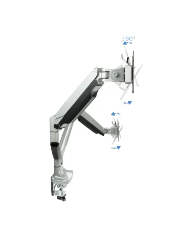 TooQ Soporte de Mesa Giratorio e Inclinable para 2 Pantallas (Monitor   TV Plasma   LCD   LED) 13” – 32”, de Dos Brazos, Plata