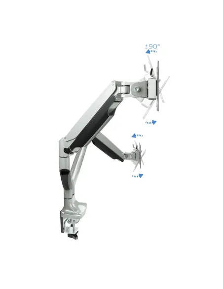 TooQ Soporte de Mesa Giratorio e Inclinable para 2 Pantallas (Monitor   TV Plasma   LCD   LED) 13” – 32”, de Dos Brazos, Plata