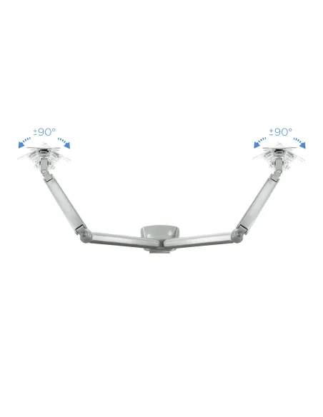 TooQ Soporte de Mesa Giratorio e Inclinable para 2 Pantallas (Monitor   TV Plasma   LCD   LED) 13” – 32”, de Dos Brazos, Plata