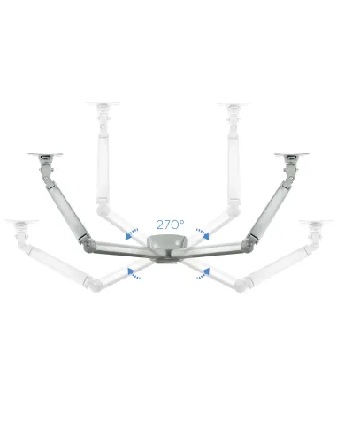 TooQ Soporte de Mesa Giratorio e Inclinable para 2 Pantallas (Monitor   TV Plasma   LCD   LED) 13” – 32”, de Dos Brazos, Plata