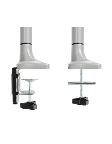 TooQ Soporte de Mesa Giratorio e Inclinable para 2 Pantallas (Monitor   TV Plasma   LCD   LED) 13” – 32”, de Dos Brazos, Plata